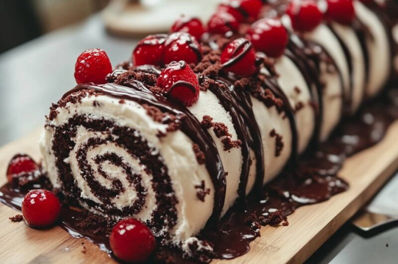 Elegant Black Forest Roll Cake