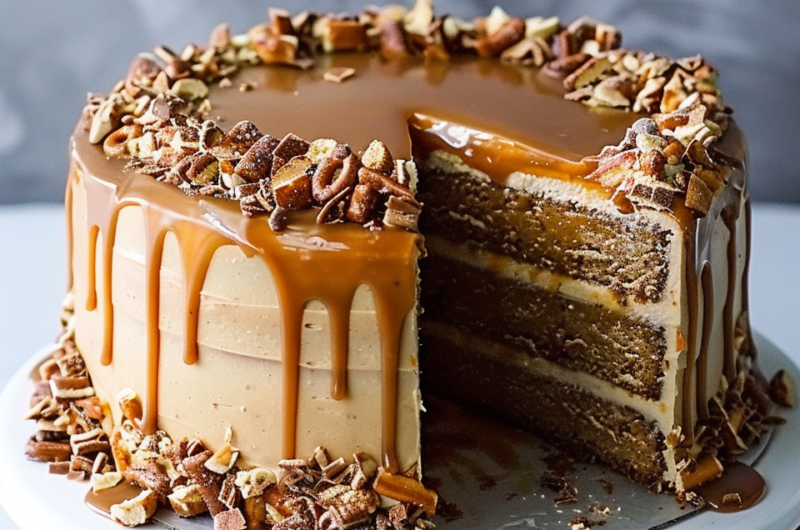 Salted Caramel Pretzel Cake