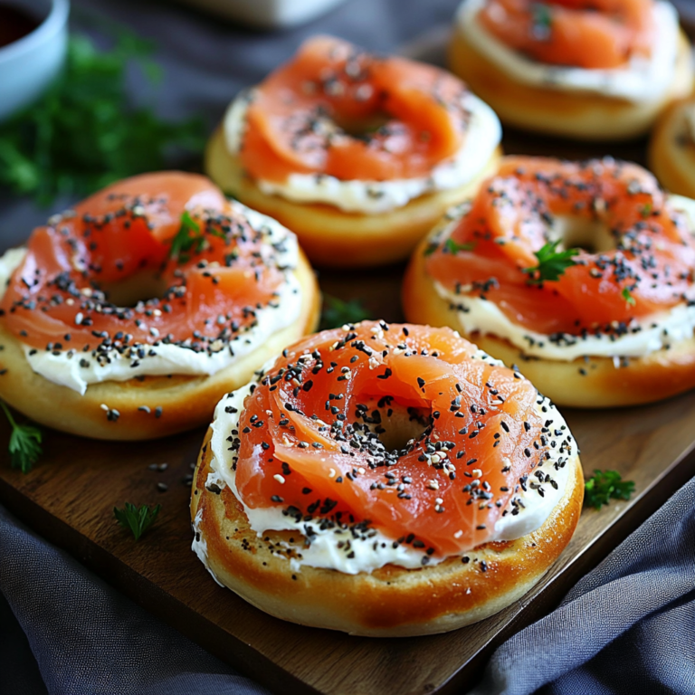 delicious smoked salmon and cream cheese bagels