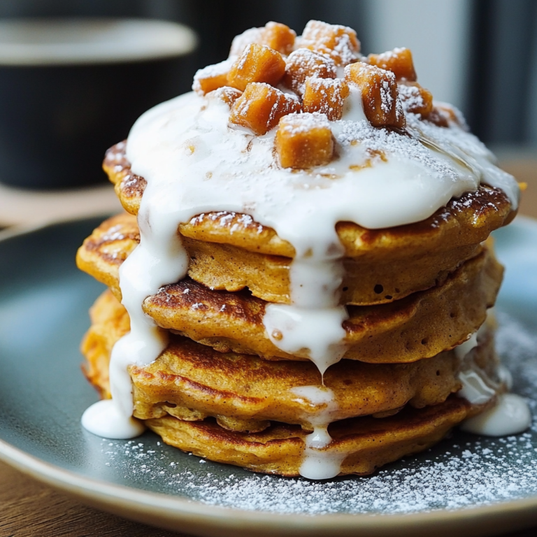 Sweet Potato Pancakes with Marshmallow Sauce