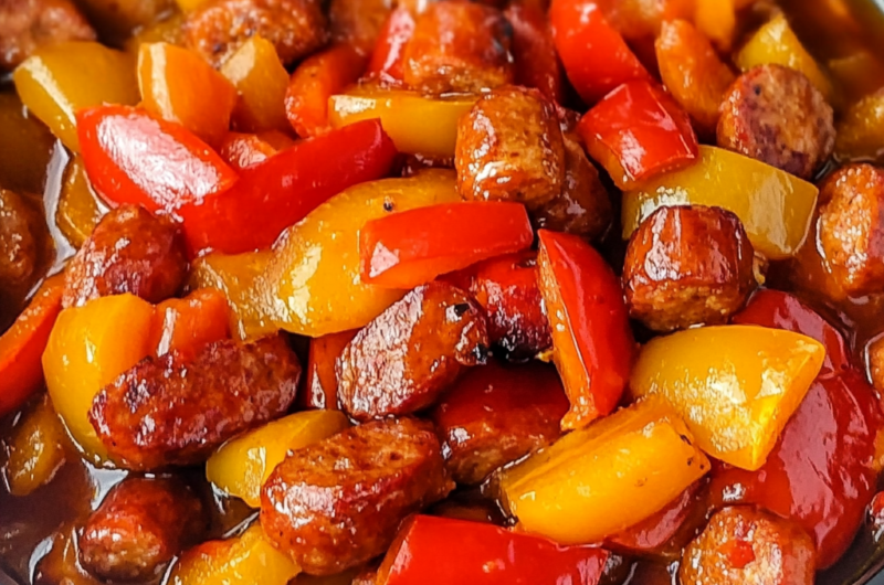 Sweet & Sour Crock Pot Sausage & Peppers